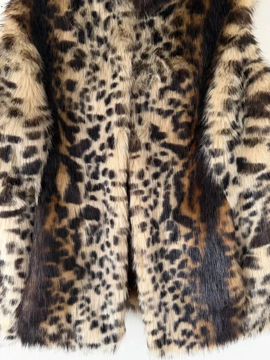 Adrienne Landau Luxe Leopard Faux Fur Coat XS | Statement Editorial Piece - Picture 3 of 13
